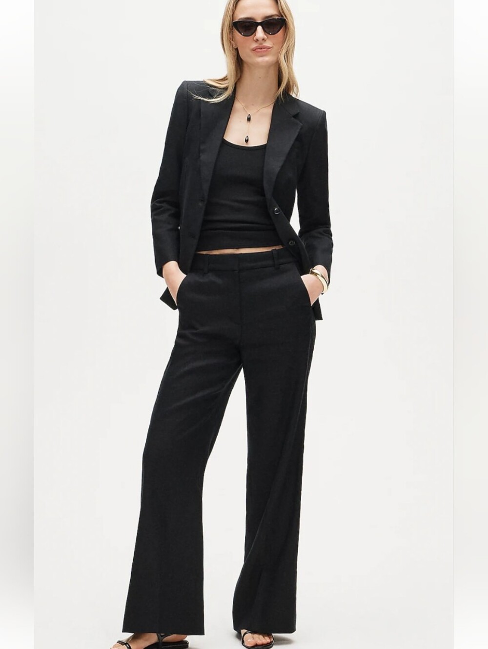 J Crew Tall Carolina flare pant in stretch linen blend BZ414 Size 6 Tall Black